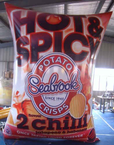 Giant inflatable Seabrook 'Hot & Spicy' crisp packet