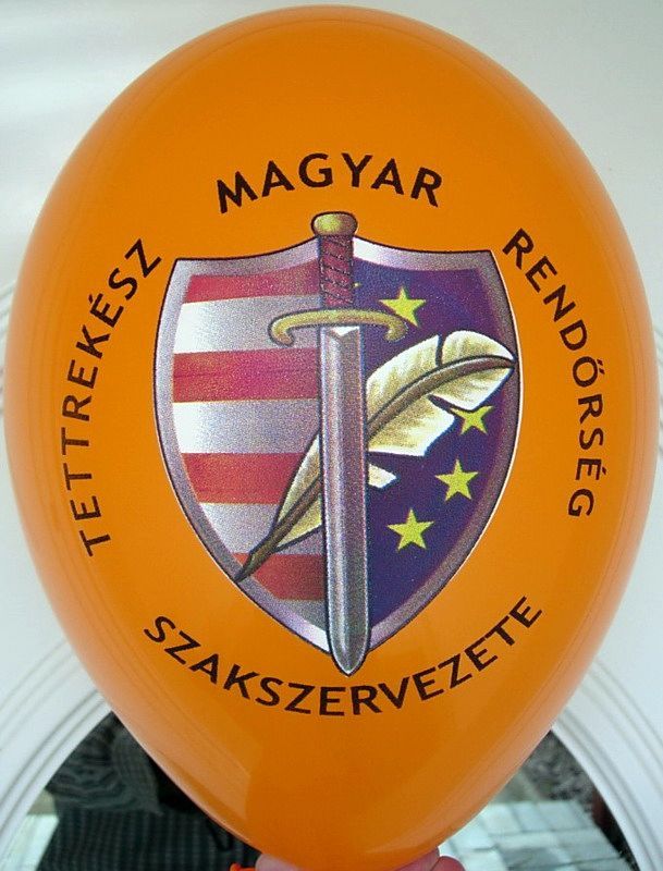 CMYK print on a balloon: police union crest