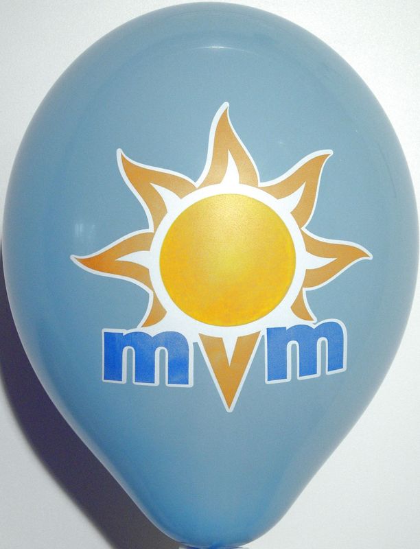 Spot-colour print on a balloon: MVM