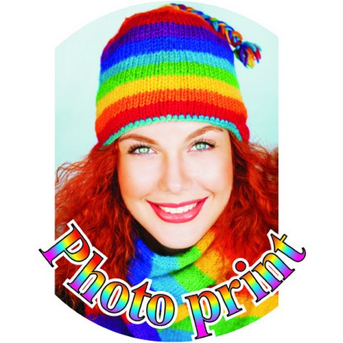 Woman in a rainbow knitted hat