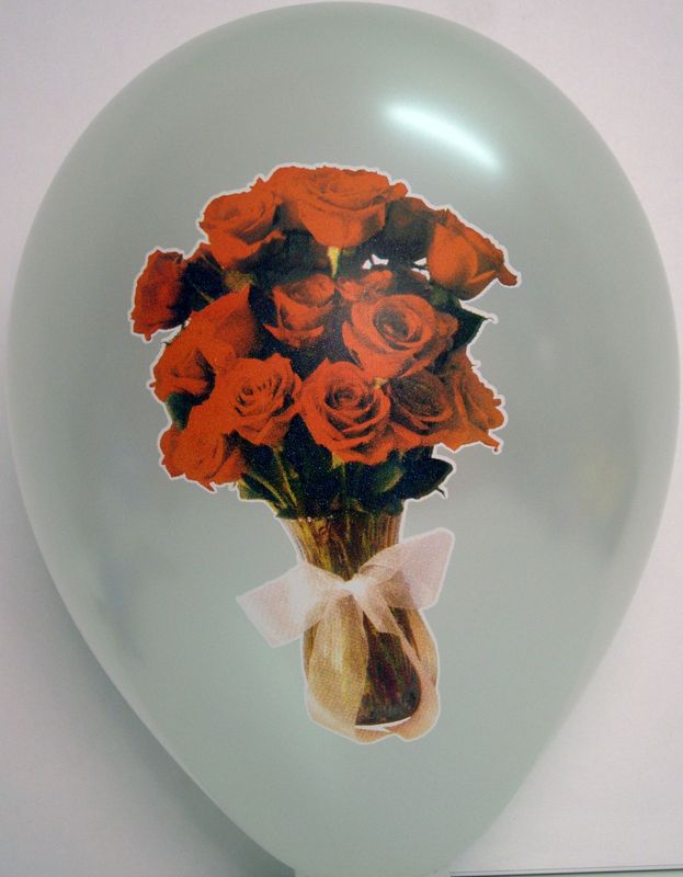 CMYK print on a balloon: roses