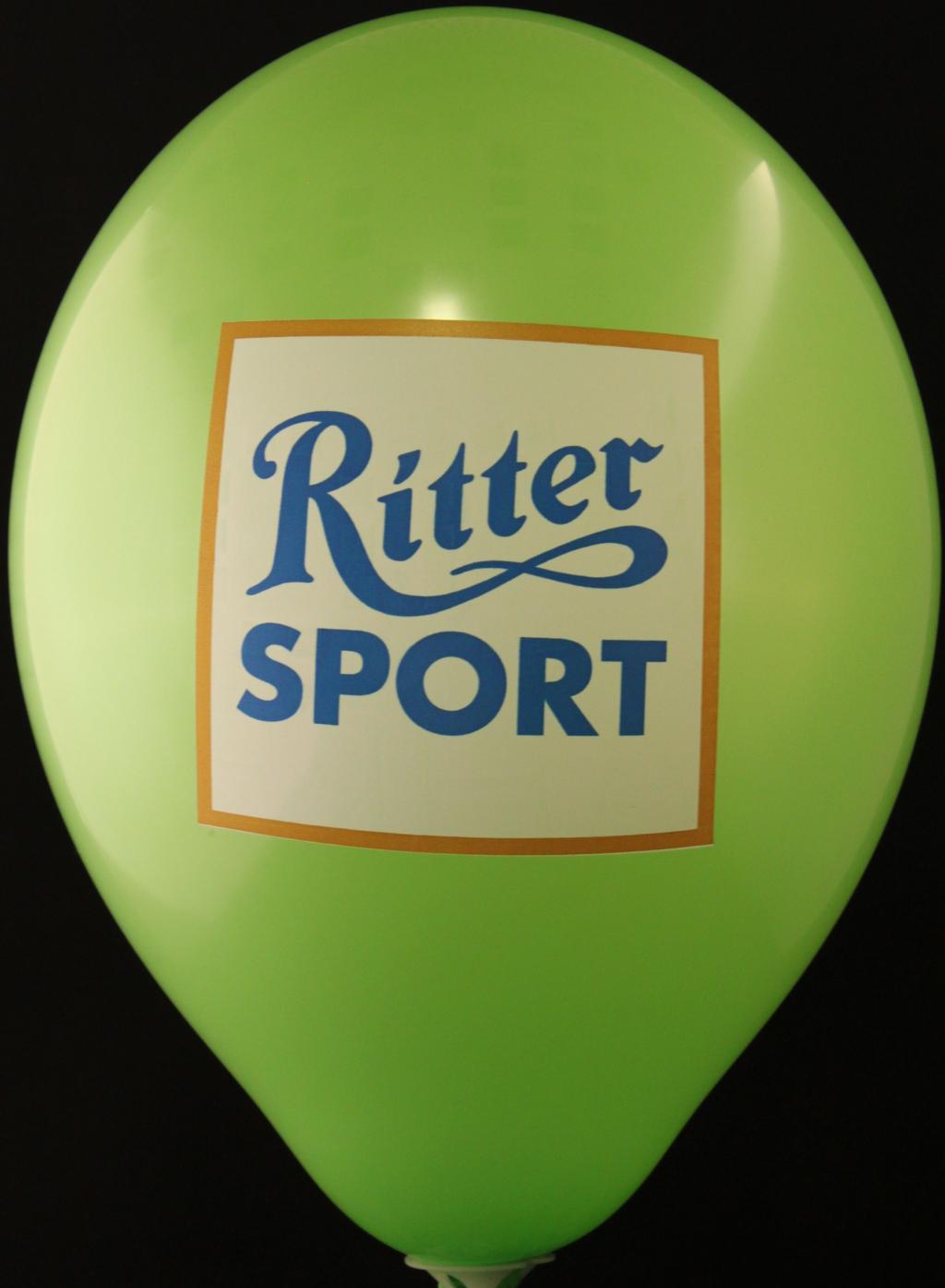 Ritter Sport logo printed on a green balloon