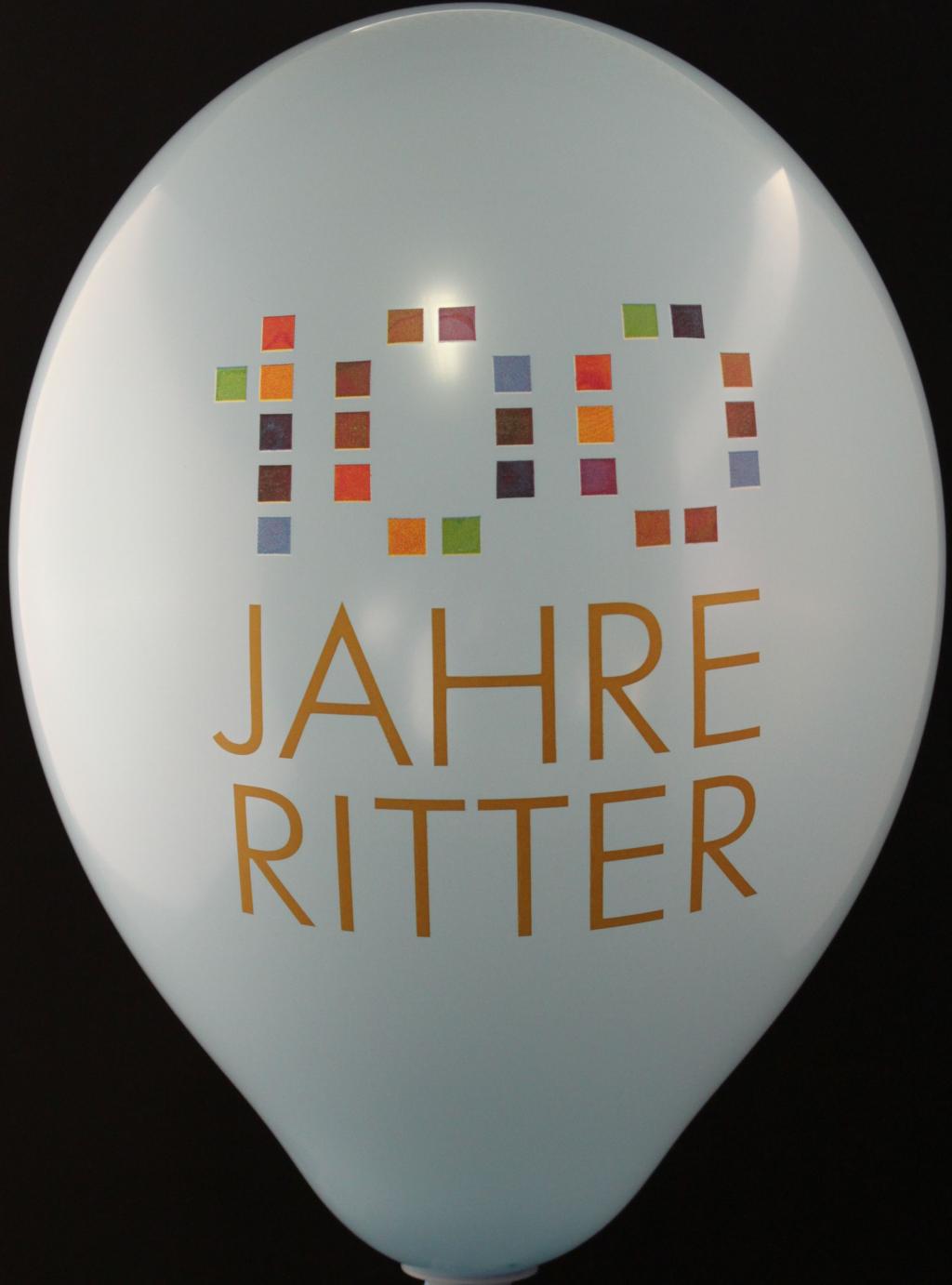 CMYK print on a balloon: '100 Jahre Ritter'