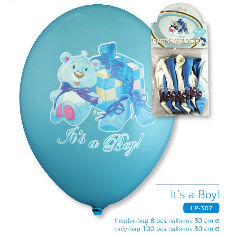 It's a boy party balloon design