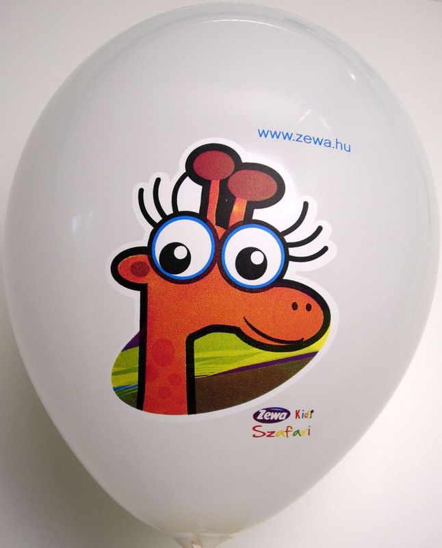 CMYK print on a balloon: cartoon bird