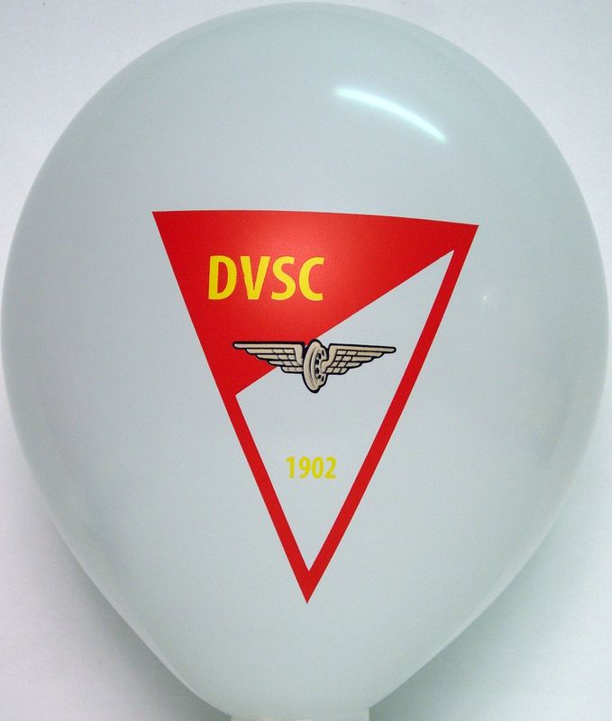 Spot-colour print on a balloon: DVSC crest