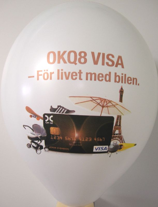 CMYK print on a balloon: OKQ8 Visa
