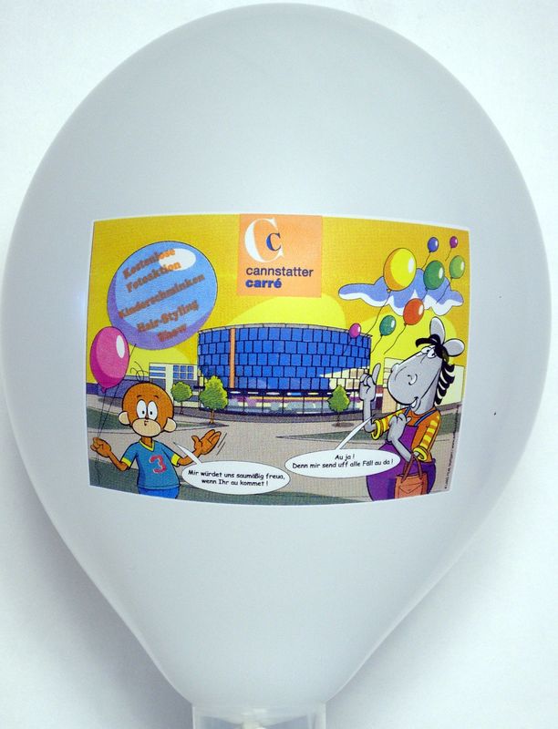 CMYK print on a balloon: illustrated scene