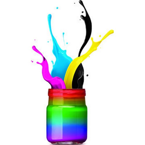 Paint jar with splashes of colour